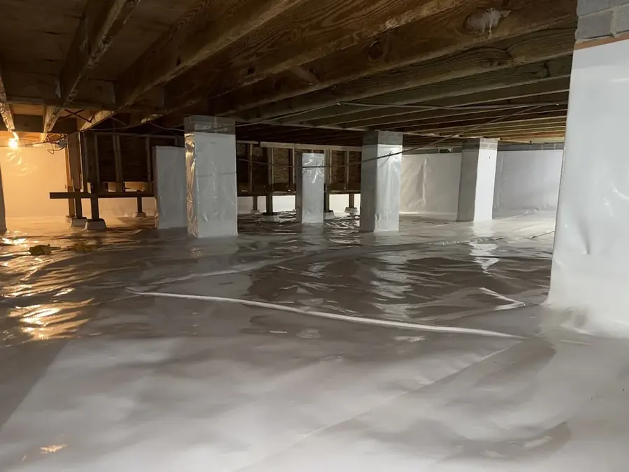 Drying and sealing a wet crawl space in Rowan County